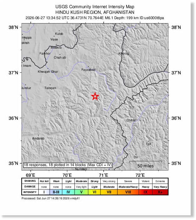 6.1-magnitude earthquake jolts northeastern Afghanistan, tremors felt in Delhi