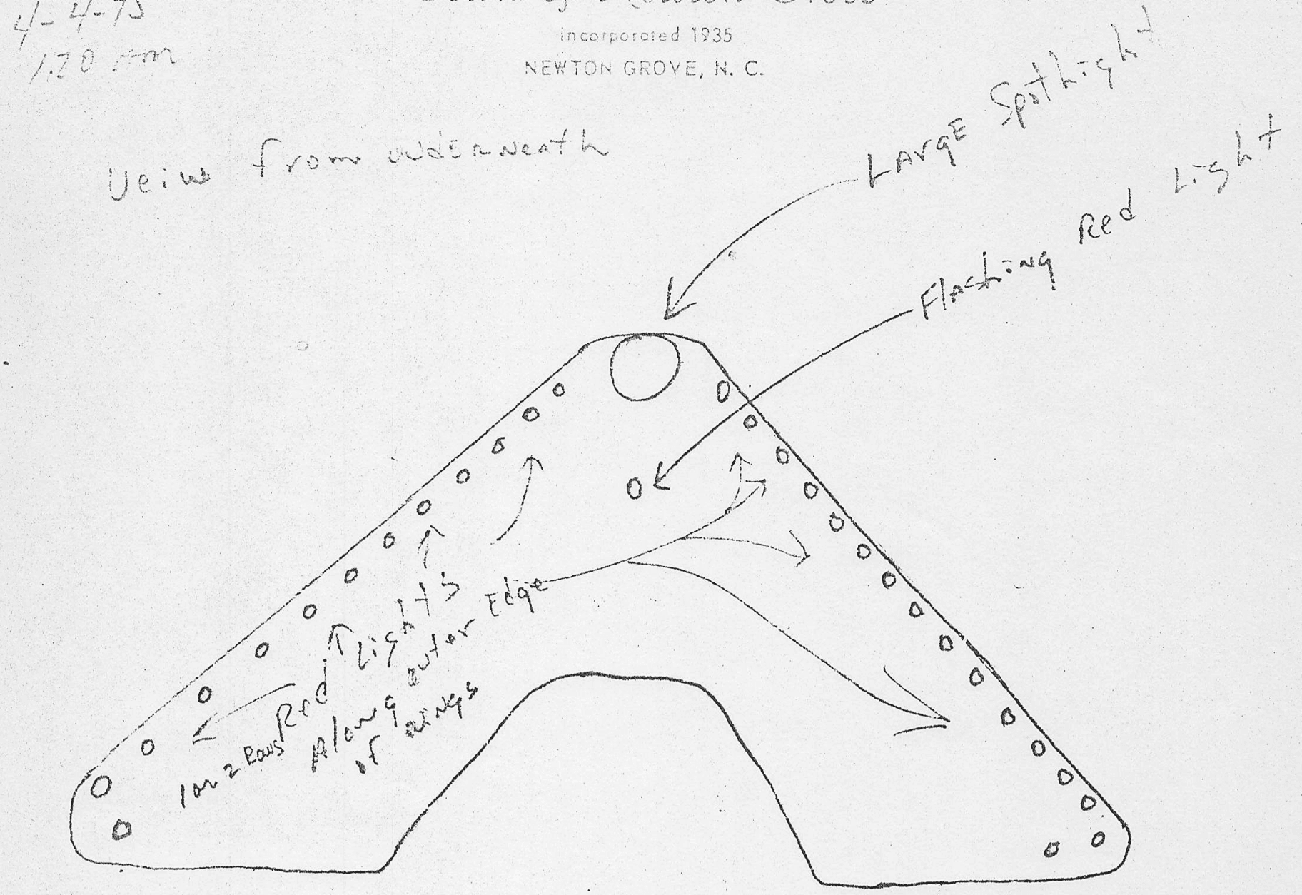 The 1975 Lumberton UFO Wave: Police Across North Carolina Report a Silent V-Shaped Craft